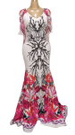 Genese White Multicolor Gown With Stones Size 46