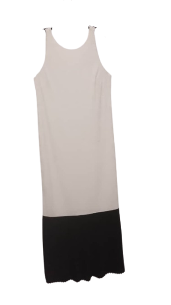 Asos Cream And Black Sleeveless Long Gown Size Uk 12