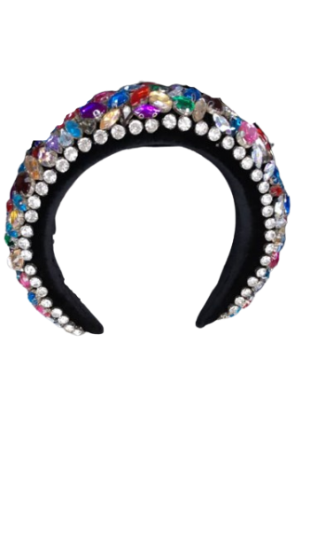 Black Multicolor Stone Hair Band