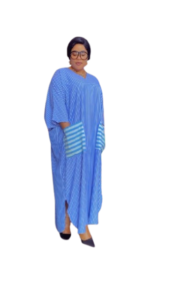 Uk White And Blue Stripe Gown