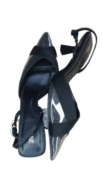 Zara Black Sandals With Transparent Cover Size 40