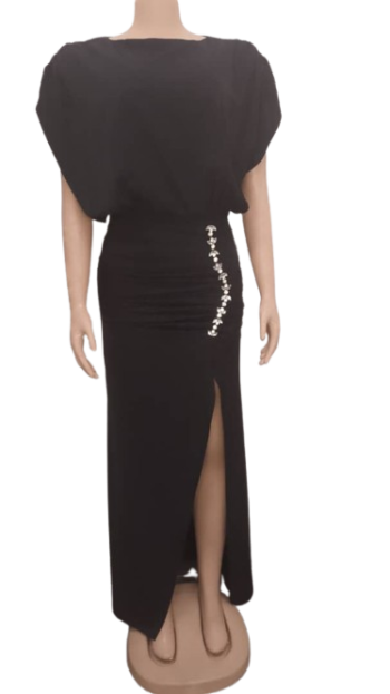 Suizi Black Gown With Front Slit Size 36