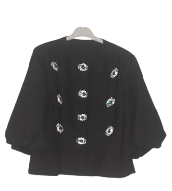 Uk  Black Blazzer With Green Button Size Xxl