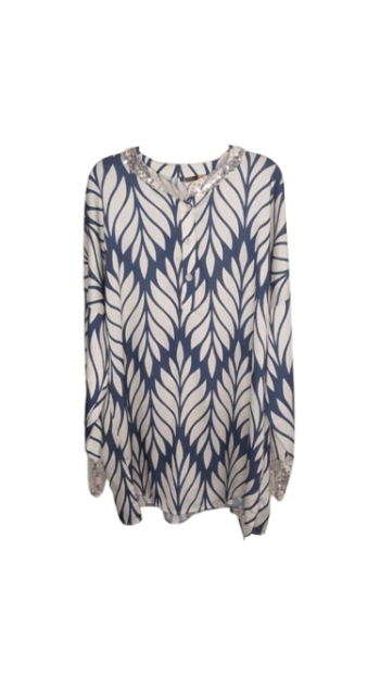 Abla Blue And White Long Top Size 48