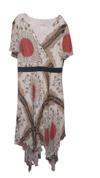 Norm White Multicolor Chain Design Gown Size 10