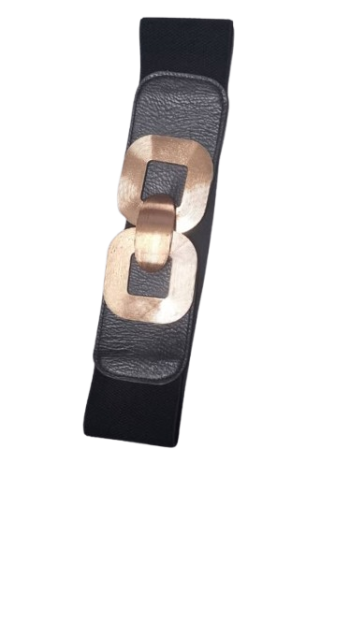 Black Elastic Belt With Gold Hook
