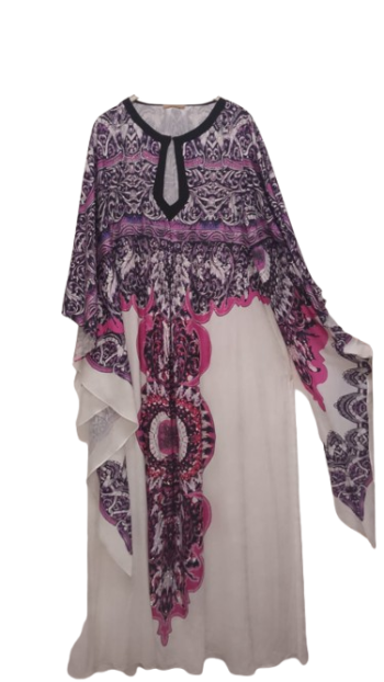 Quente  White And Purple Stone Long Gown Size 42