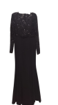 T & D Collection Black Longsleeve Long Gown