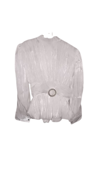 Uk White Plitted Top With Silver Design