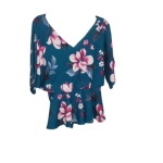Quiz Seagreen Floral Top Size 38