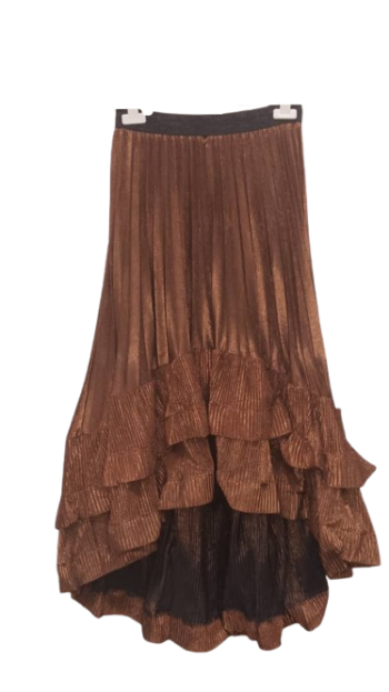 Uk Brown Plitted Skirt Size 14