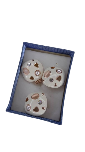 Cream Stone Earring Set