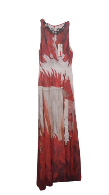 Genese Red And White Sleeveless Long Gown Size 36
