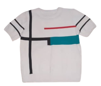 Uk Crop White,seagreen,red& Black Top