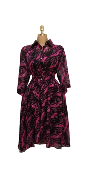 Yina Fashion Pink And Black Short Gown