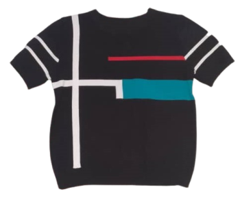 Uk Black Crop With Seagreen,red,white Top