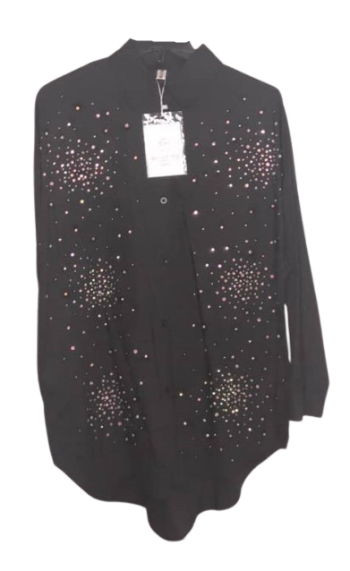 Moments Black Long Top With Stones