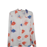 Jj Collection White Multicouloured Logsleeve Top Size 44