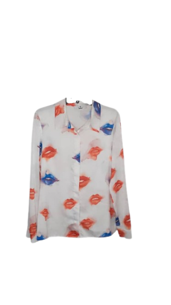 Jj Collection White Multicouloured Logsleeve Top Size 44